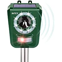 Intey - Repelente de animales- gatos- ultrasonidos para repeler gatos- perros- pájaros- etc. Carga de energía solar y…
